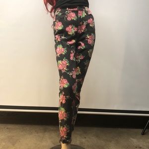 Guess 1981 High Waist Floral 3 Zip Crop Jean